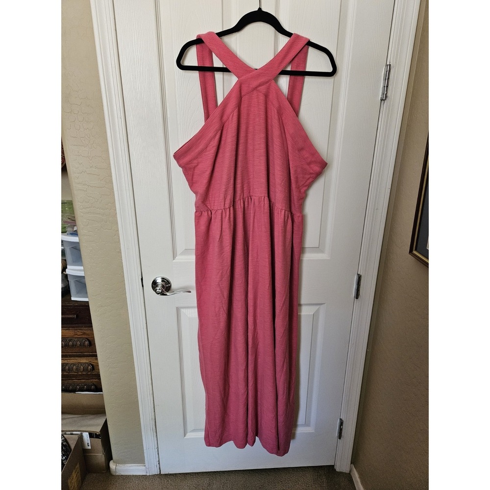 Ava & Viv Pink Halter Smocked Back Maxi Dress Adjustable Straps, Plus Sz. 2X